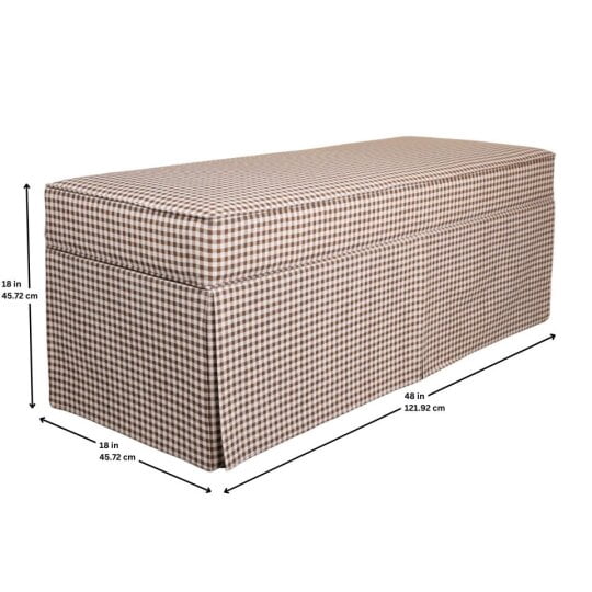 My Texas House Clementine Skirted Upholstered Bench with Gingham Pattern