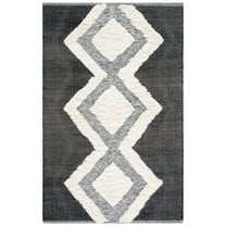 SAFAVIEH Kenya Sandy Southwestern Area Rug, Ivory/Black, 9' x 12'