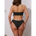 thumbnail image 3 of DARING DIVA Women's Bandeau Drawstring Side Tie Bikini Sets X-Small Black, 3 of 6