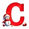 thumbnail image 2 of Christmas Letter Ornament, Red Alphabet Initial C Hanging Decoration with Snowman Christmas Tree Ornament for Family Name Display, 2 of 7
