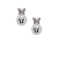 thumbnail image 2 of Delight Jewelry Silvertone Large Script Letter - U - 3/4'' Disc - Silvertone Antiqued Butterfly Post Earrings, 2 of 4
