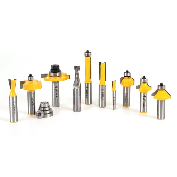 10 Bit Router Bit Set - 1/2" & 1/4" Shank - Yonico 17100