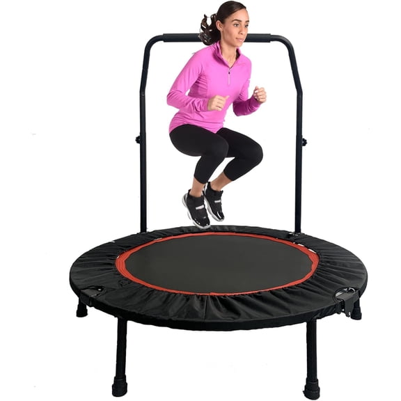 40" Foldable Trampoline, 660LBS Fitnes Trampoline, Indoor/Outdoor Jumping Workouts,