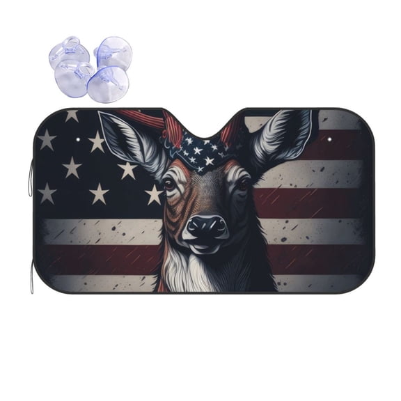Kdxio Vintage American Deer Print Front Windshield Sun Shade,Folding Auto Sunshade for Car Truck SUV-Small