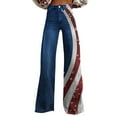 thumbnail image 2 of Bovemsi Women's Independence Day High Waist Wide Leg Pants - Elastic Palazzo Summer Sweatpants for Plus Size, Blue, S, 2 of 4