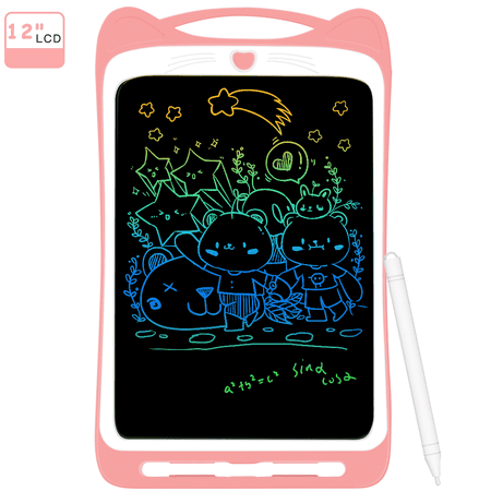AGPTEK LCD Drawing Writing Tablet for Kids 12 inch, Colorful Graphics Writings Pads with Lock Switch, Pink