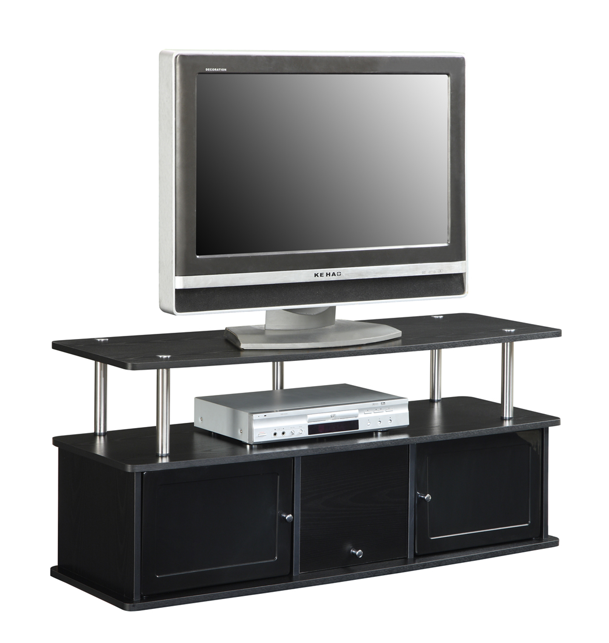 Convenience Concepts Designs2Go Cherry TV Stand with 3 Cabinets for TVs up to 50", Black - image 3 of 5