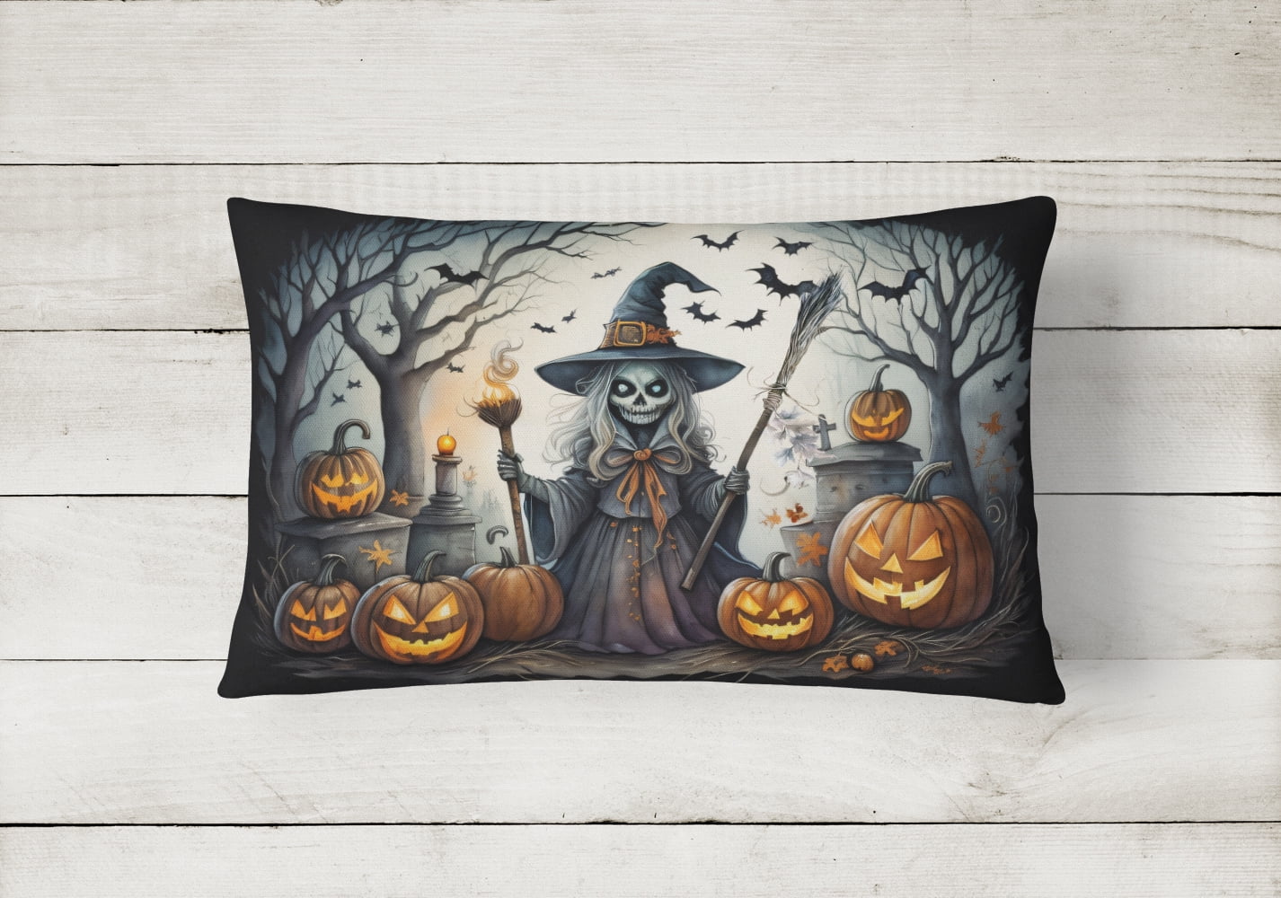 Carolines Treasures DAC2283PW1216 16 x 12 in. Unisex Witch Spooky Halloween Fabric Decorative Pillow