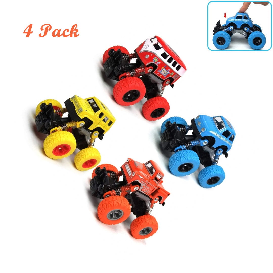 4 Pack Pull Back Cars Toys Truck Toys Four Wheel Drive Inertia Car Toys