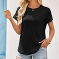 thumbnail image 4 of Yubnlvae 2025 Spring Ruched Side Tops for Women - Cap Sleeve Round Neck Summer Blouses (Casual & Vacation Ready) Black XXL, 4 of 8