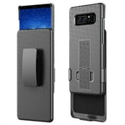 Samsung Galaxy Note 8 Belt Clip Case, Microseven Slim Fit Holster Shell Combo (w/Rubberized Grip Finish) Black (Slim Fit Holster)
