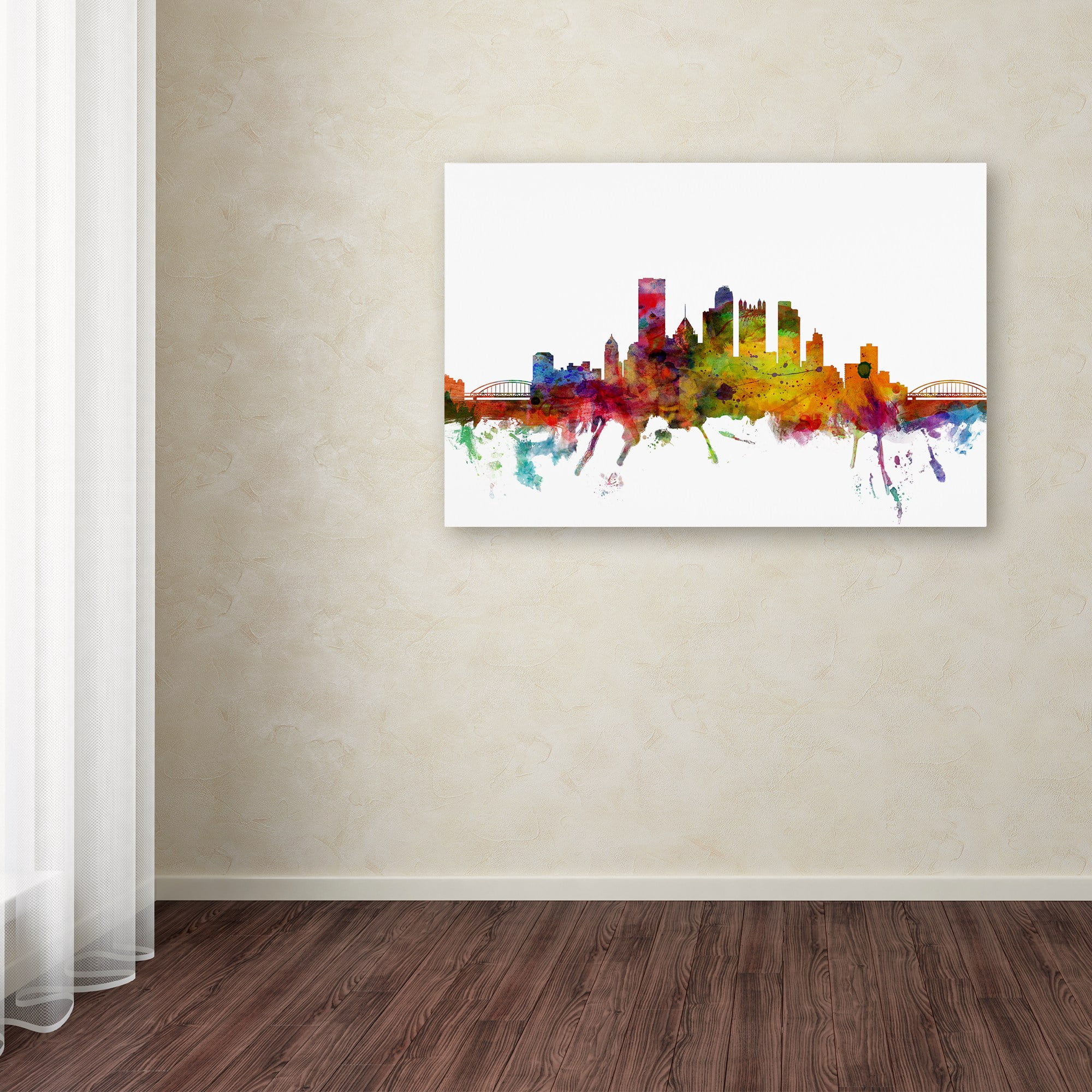 Trademark Fine Art "Pittsburgh Pennsylvania Skyline" Canvas Art by Michael Tompsett