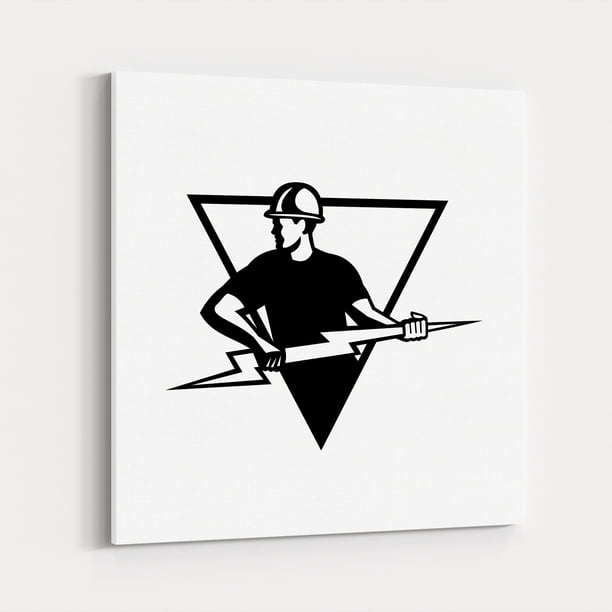 Power Lineman With Thunderbolt Triangle Black And White 16 X Canvas Wall Art Com - Electrical Lineman Home Decor Power Lineman With Thunderbolt Triangle Black And White 16 X Canvas Wall Art Com - Electrical Lineman Home Decor
