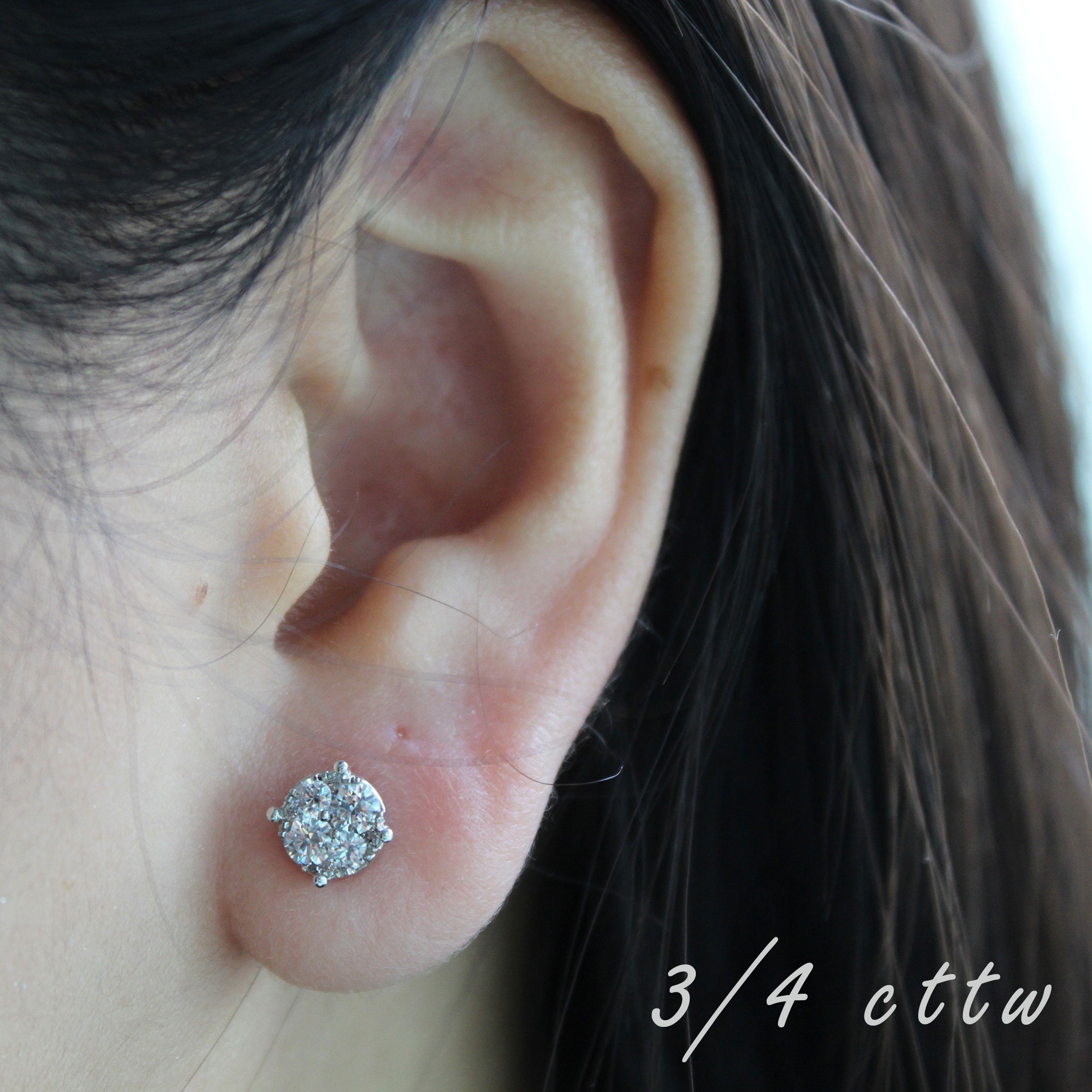 3/4Ctw Women Lab Grown Diamond Stud Earrings 925 Sterling Silver Certified