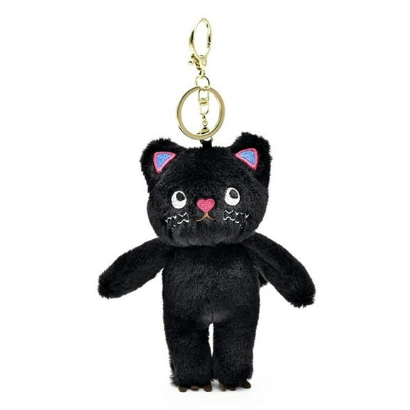 BELOWSYALER Cat Keychain Plush Mysterious Black Cat Toy Keyring Bag Charm Backpack Decor Car Keys Holder for Couple