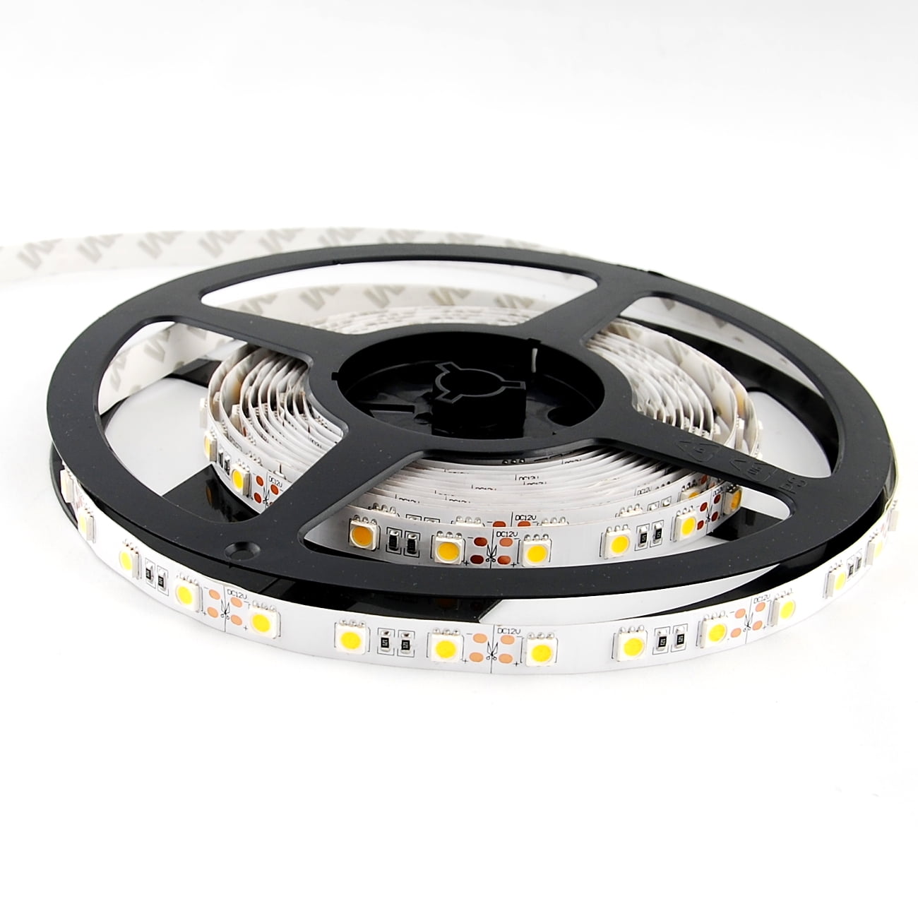 ABI Warm White High Brightness Flexible LED Light Strip with AC Adapter, SMD 5050 LED Chips, 5 Meters / 16.4 FT Spool, 12VDC