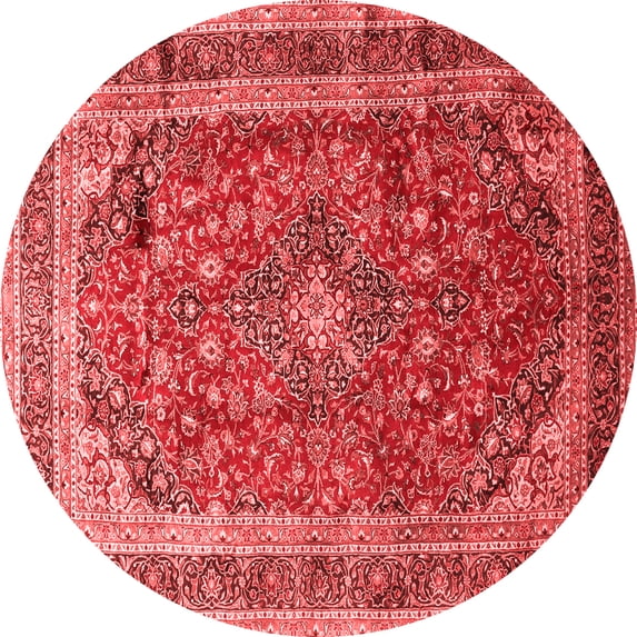 Ahgly Company Indoor Round Medallion Red Traditional Area Rugs, 8' Round