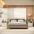 thumbnail image 4 of Finmind 2-Drawer Bedside Table with Glass Top and Gold Legs, Modern Nightstand, 4 of 7
