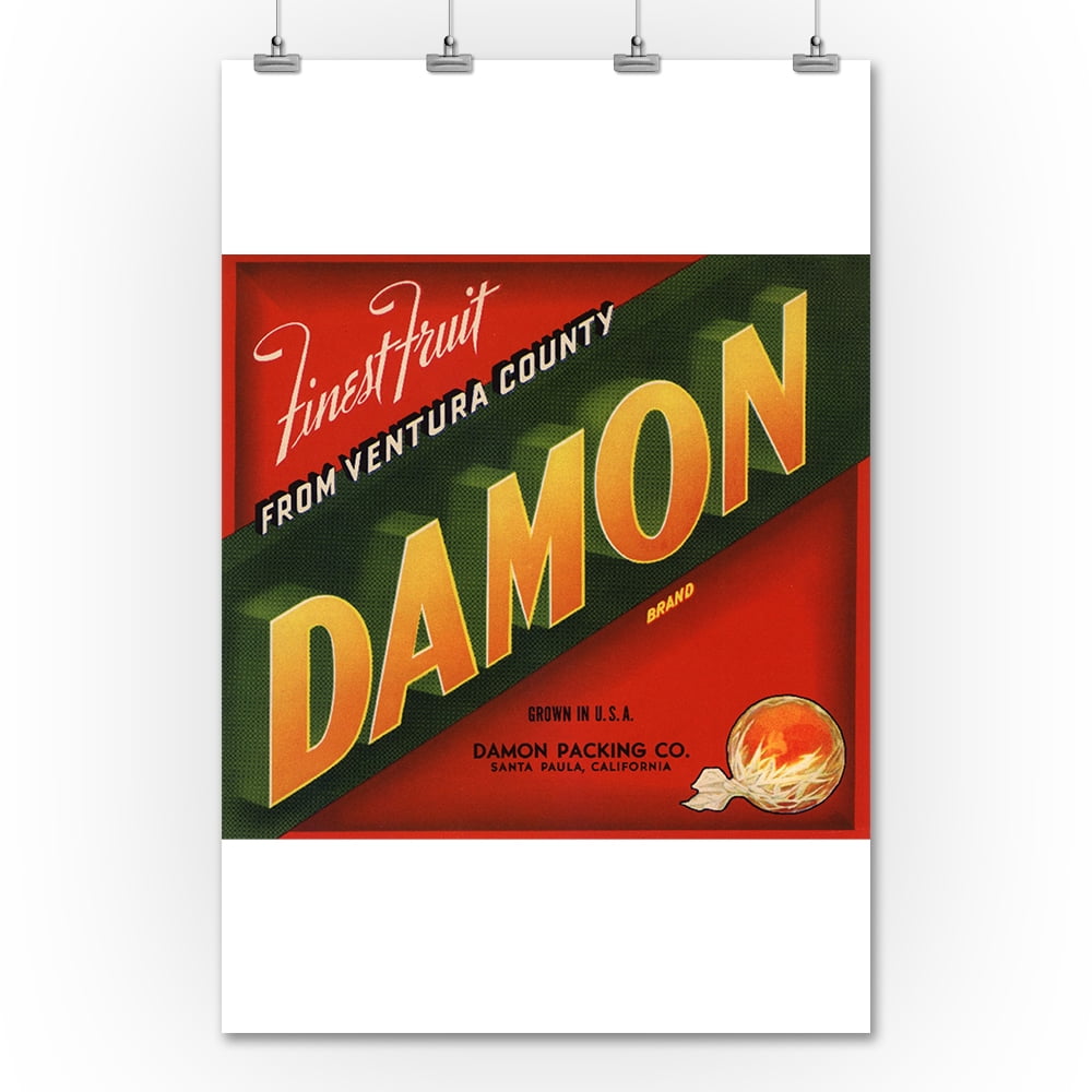 Damon Brand Santa Paula, California Citrus Crate Label (36x54