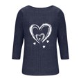 thumbnail image 3 of Womens Crew Neck 3/4 Sleeve Tops Basic Button Fall Outfits T-Shirts Solid Loose Cute Tunic Tee Blouses Fit Pullover Thanksgiving Heart-patterned Lightweight Tops Blouse as Women's Gift, 3 of 6