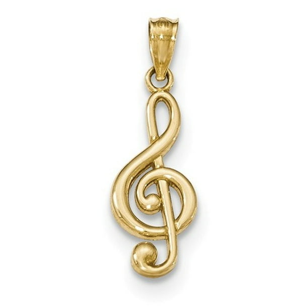 Jewelrypot 14k Yellow Gold Polished Music Note Pendant