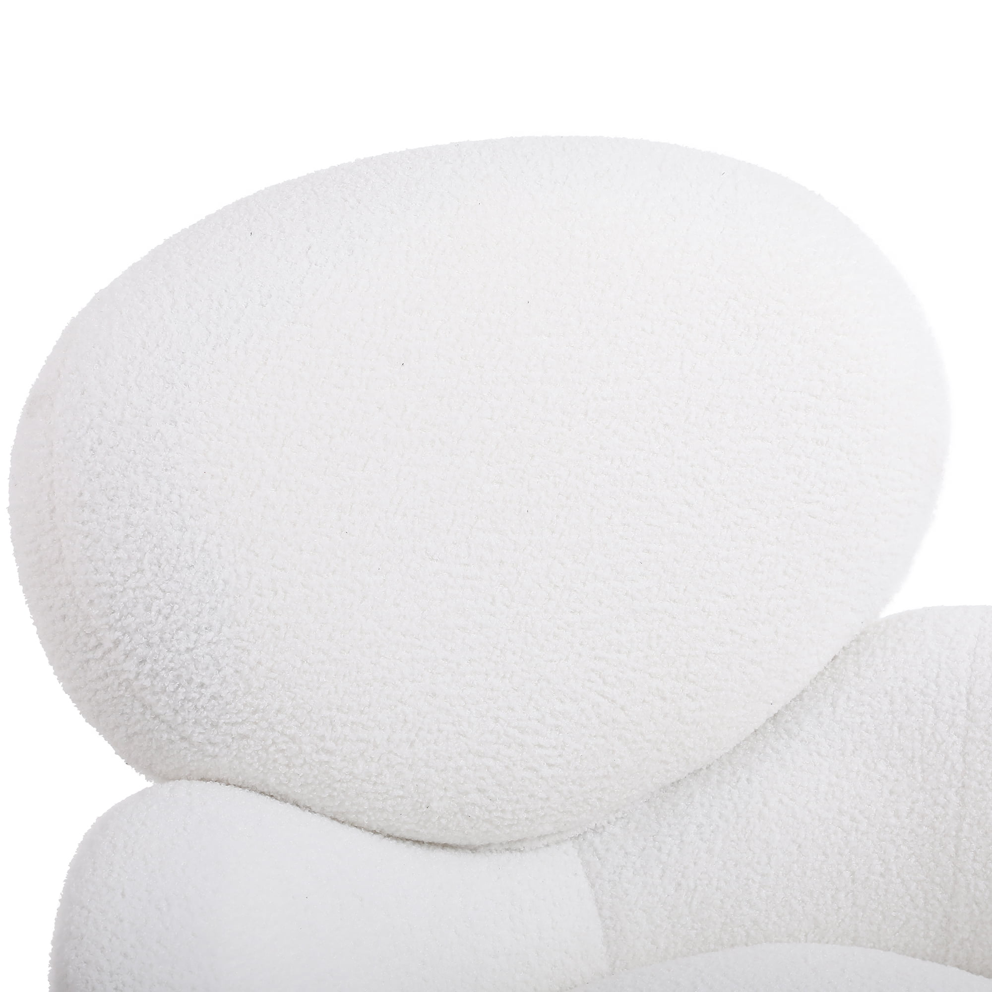 Kadyn Modern Sherpa Armchair with Black Metal Legs, Comfy and Soft Chairs for Bedroom, Ivory