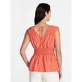 thumbnail image 4 of Time and Tru Women's Ruched Tie Shoulder Top, Sizes XS-XXXL, 4 of 6