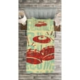 thumbnail image 3 of Ambesonne Vintage Quilted Bedspread Set 2 Pcs, Groovy Rock Music Vibe, Twin Size, Red Yellow, 3 of 3