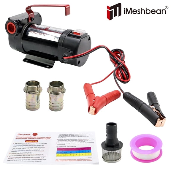 iMeshbean 24V DC Fuel Transfer Pump Self Prime Oil Diesel Gasoline Kerosene Car Tractor