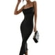 thumbnail image 5 of VISgogo Vestido largo para mujer, tirantes finos con cordones en la espalda, ajustado, ajustado, para fiesta, cóctel VISgogo  moda, 5 of 9