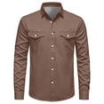 thumbnail image 5 of Hurxie Western Shirts for Men Button Down Long Sleeve Work Shirt Mens Casual Cowboy Cut Shirts with Two Pockets Coffee,2XL, 5 of 7