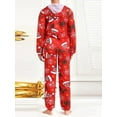 thumbnail image 4 of Couples Christmas Pajama Set Cute Print Hooded Zipper Rompers Loungewear Soft Sleepwear for Women Men Nightwear, 4 of 5