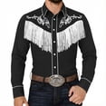 thumbnail image 6 of Conairie Men's Western Cowboy Shirts Long Sleeve Embroidered Shirts Slim Fit Casual Button Down Shirt with Pockets Light Black L, 6 of 6