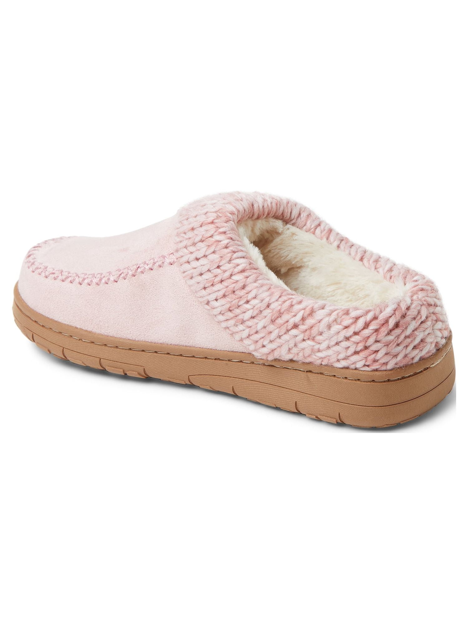 Dearfoams Cozy Comfort Women's Moc Toe Clog Slippers with Chunky Knit Collar