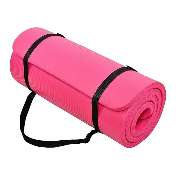 Yoga Mat 1 Inch Thick - Non Slip Exercise Mat with Strap - Extra Large 71x24in Pilates Mat for Women Men - Pink High Density Workout Mat for Floor