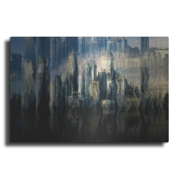 Luxe Metal Art 'City in the Sky' by David Manlove, Metal Wall Art, 16"x12"