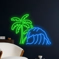 thumbnail image 2 of Handmadetneonsign Ocean Waves Palm Tree Neon Sign, Palm Tree Neon Art Decor, Tropical Island Neon Wall Decor, 2 of 5