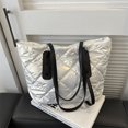 thumbnail image 1 of Bolso de mano con entramado de diamantes para mujer, bolso de invierno de ocio para niñas de color metálico (blanco), 1 of 8