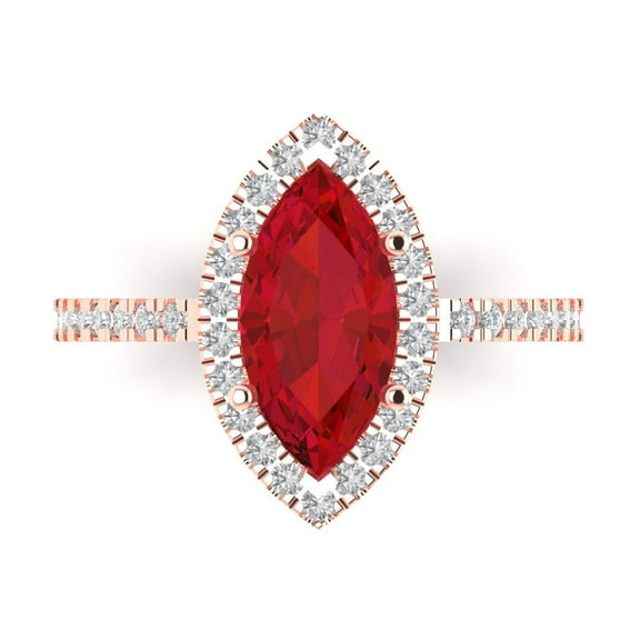 Clara Pucci 14K Rose Gold 2.38ct Tourmaline Halo Ring for Women