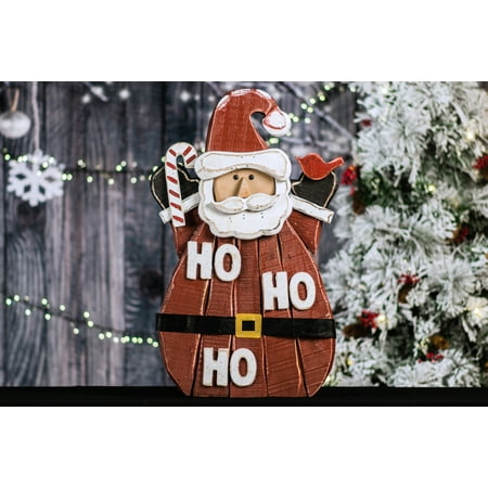 Ho Santa - WOODEN SANTA WITH HO HO HO STATUE