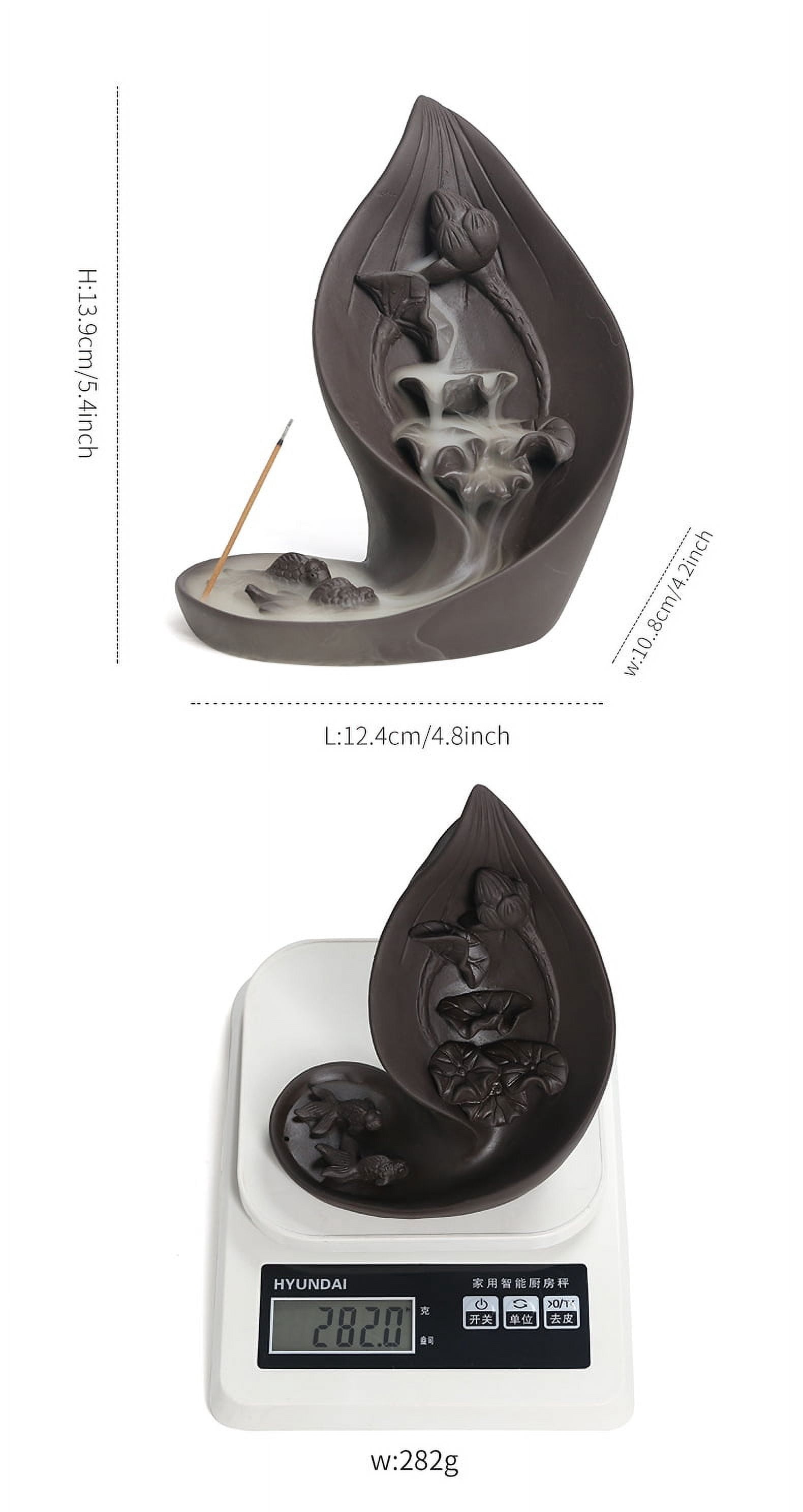 Purple Clay Backflow Incense Holder Creative Lotus Leaf Smoked Aroma Burner Waterfall Incense Burner Home Decoration Craft