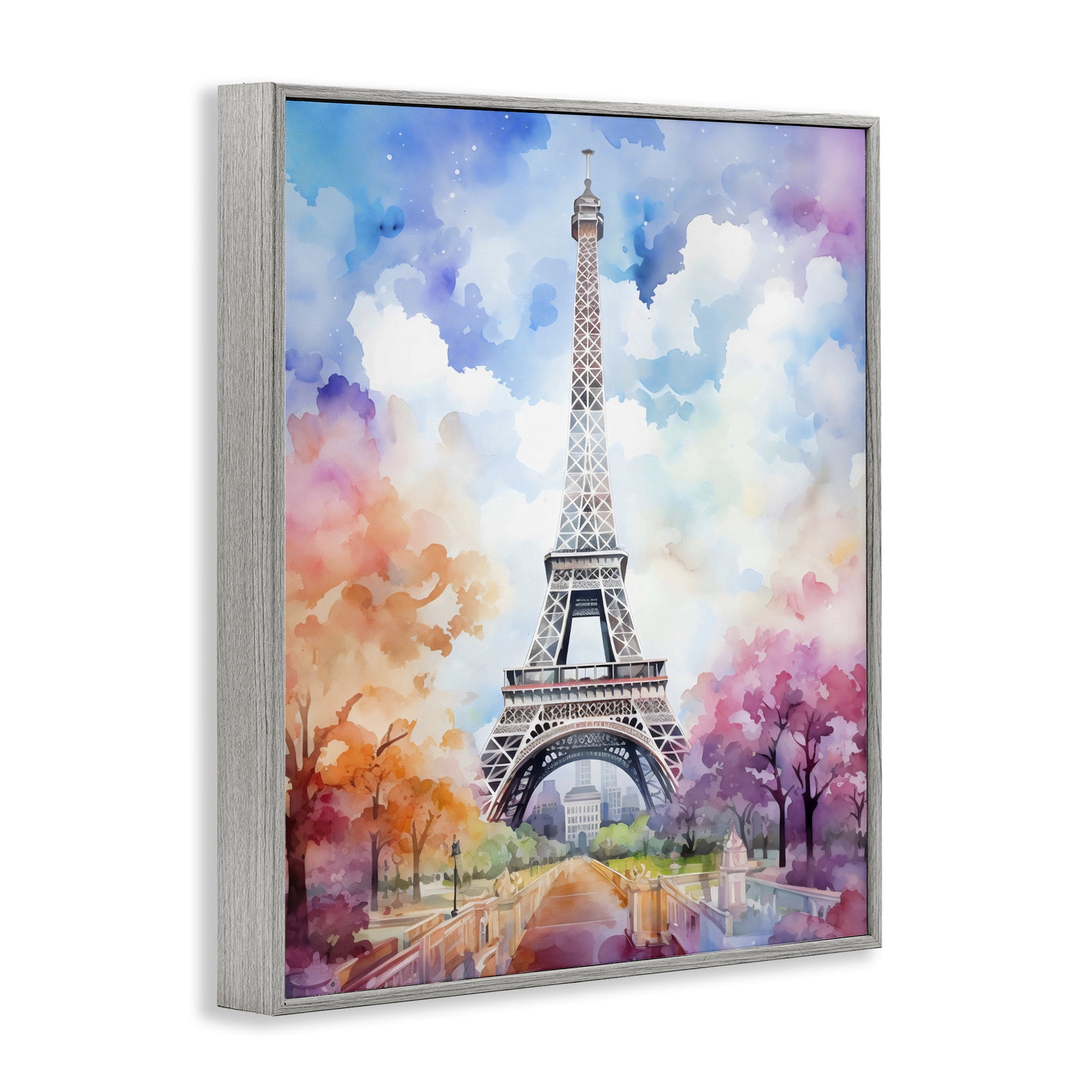 Stupell Industries Pastel Paris Springtime Tower Gray Framed Giclee Art, design by Creative Studio