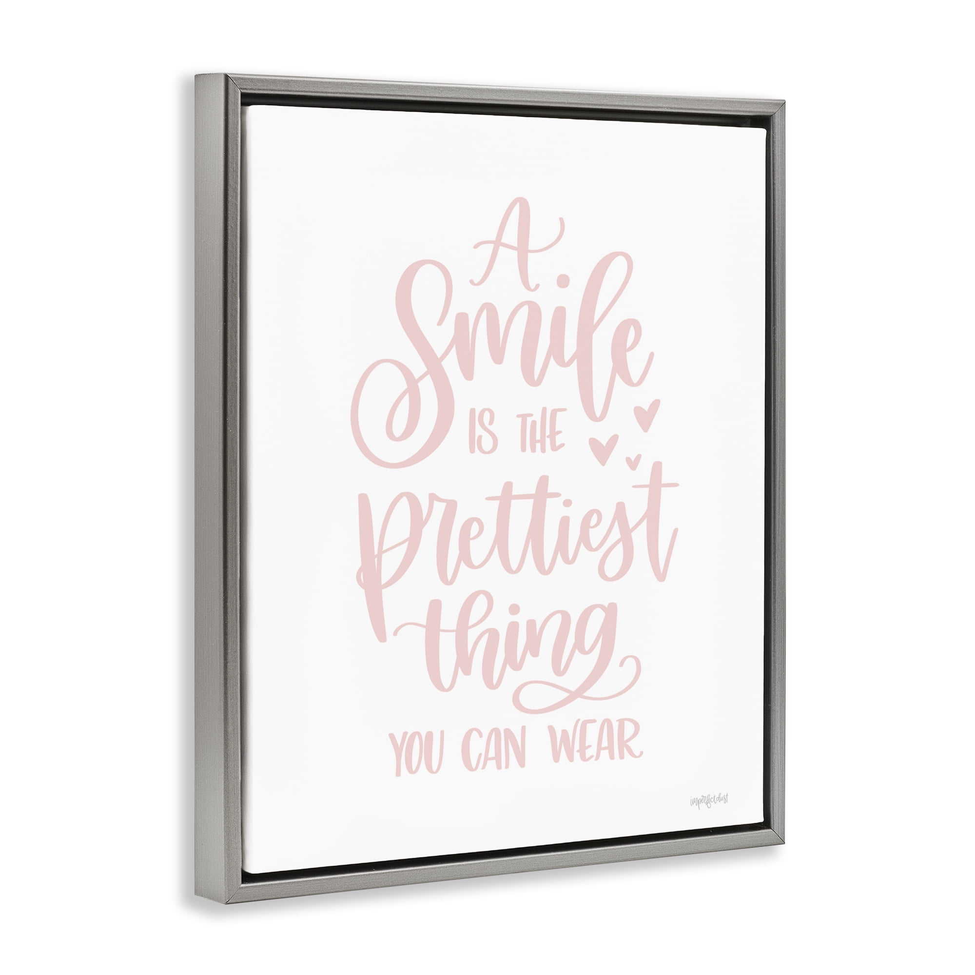 Stupell Industries Smile is Prettiest Thing Typography Painting Gray Floater Framed Art Print Wall Art, 17 x 21
