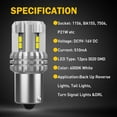 thumbnail image 5 of AUXITO 1156 LED Bulbs Reverse Light, 6000K White 400% Brightness 3000 Lumens Super Bright, BA15S 7506 1003 1141 P21W LED Bulb Used for Backup Tail Brake Turn Signal Blinker Lights, 2PCS, 5 of 7