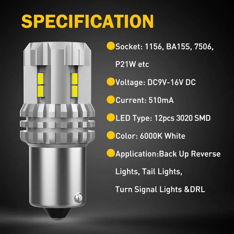 1156 - 7506 - P21W LED Bulb Ghost Series - Very Strong Canbus