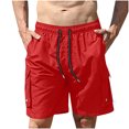 thumbnail image 4 of Men's Casual Solid Color Beach Work Shorts Pants,9" Board Shorts with Pockets Beach Shorts., 4 of 8