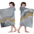 thumbnail image 4 of Gray Gold Marble Pattern Hooded Bath Towel，50"x30" for Ages 3 To 12 Kids, Quick Dry Lightweight Soft Microfiber Hood Beach Towel Cover Up for Kids, 4 of 7