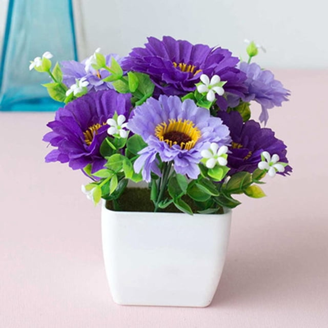 Plastic Outdoor Artificial Flowers Fake Plants In Pot Grass Garden Home Decor