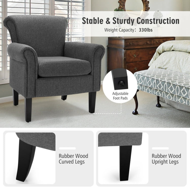 Finihen Accent Armchair, Upholstered Fabric Accent Chair with Adjustable Foot Pads, for Living Room, Bedroom, Dark Gray Finihen Accent Armchair, Upholstered Fabric Accent Chair with Adjustable Foot Pads, for Living Room, Bedroom, Dark Gray