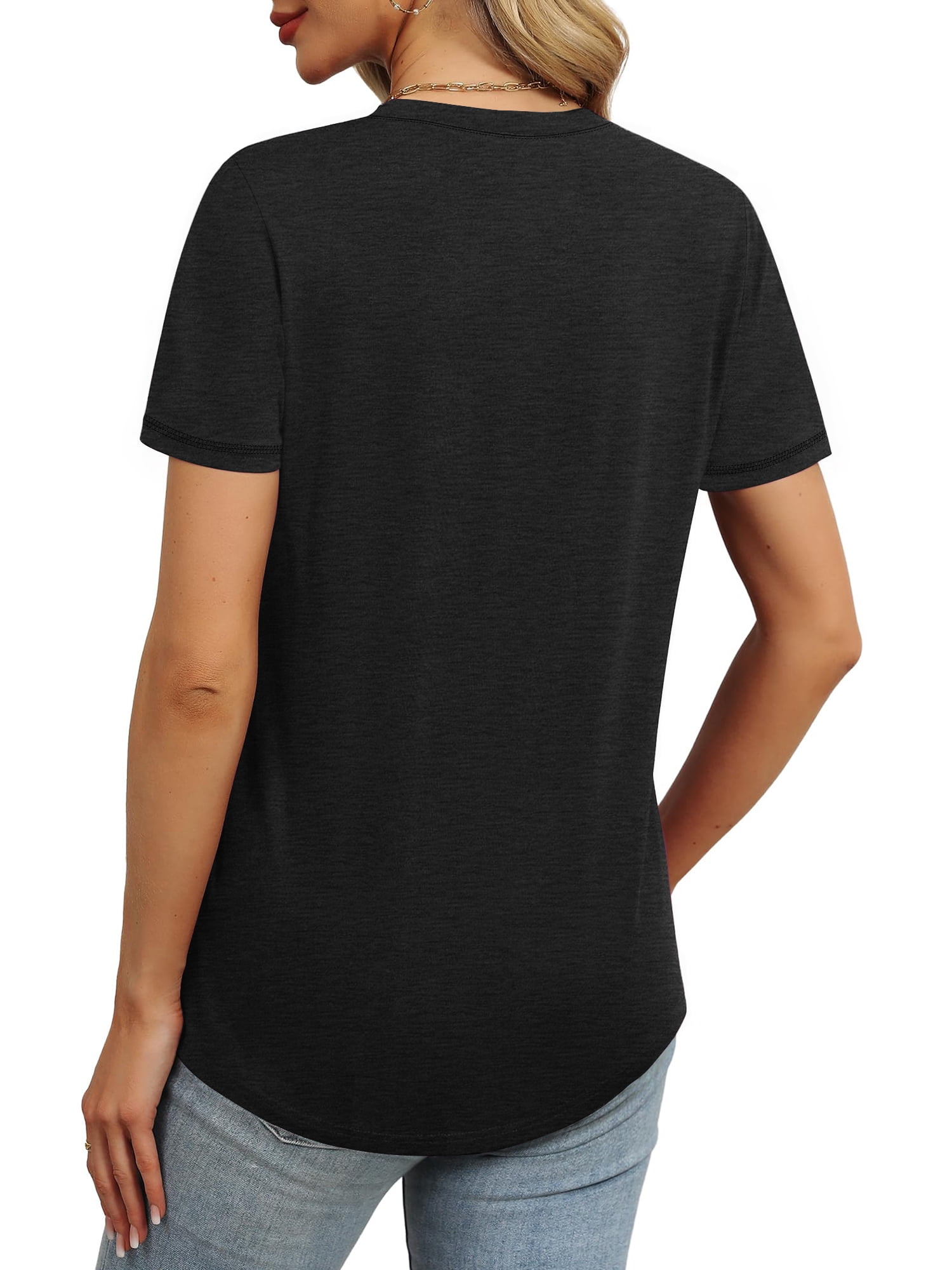 MOSHU 3 Pack T-Shirts for Women Short Sleeve Summer Womens Tops Casual Curved Hem Shirts Beach Outfits